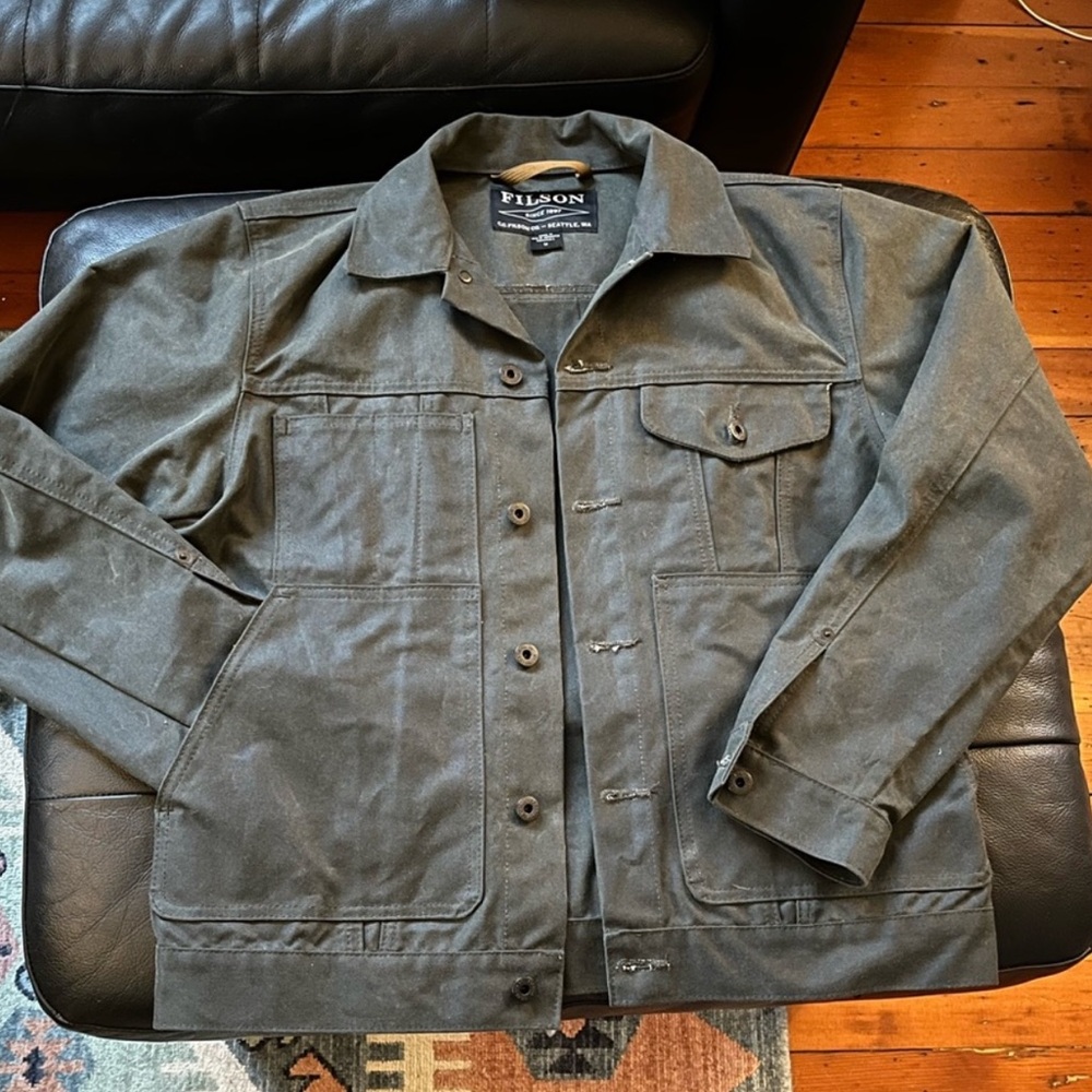 Filson Tin Cloth Short Cruiser unlined Wax Trucker Jacket Spruce Limited Edition